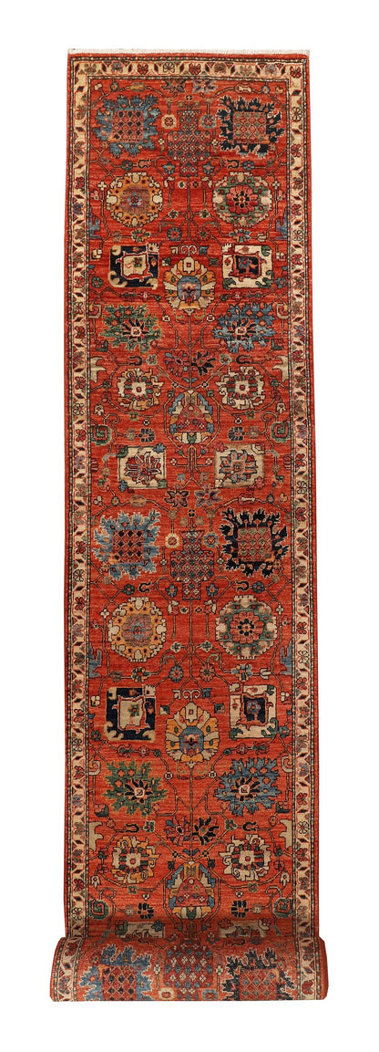Afghan Turkaman weave, 16th-century Safavid floral design 617x80cm | Rug# 26928