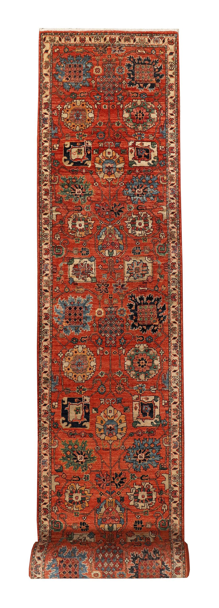 Afghan Turkaman weave, 16th-century Safavid floral design 617x80cm | Rug# 26928
