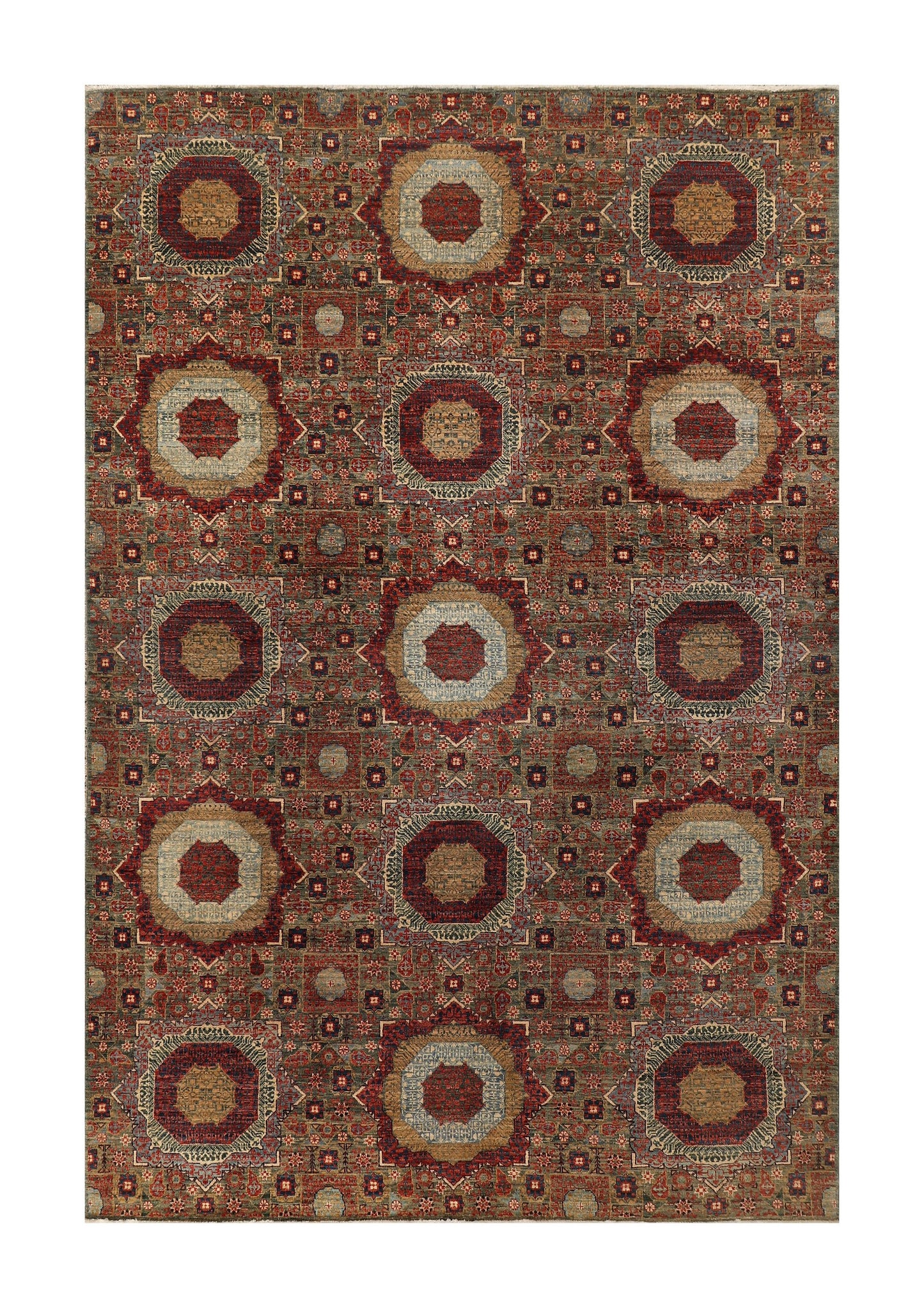 Afghan Turkaman weave in 15th-century Mamluk design 272x180cm | Rug# 26930
