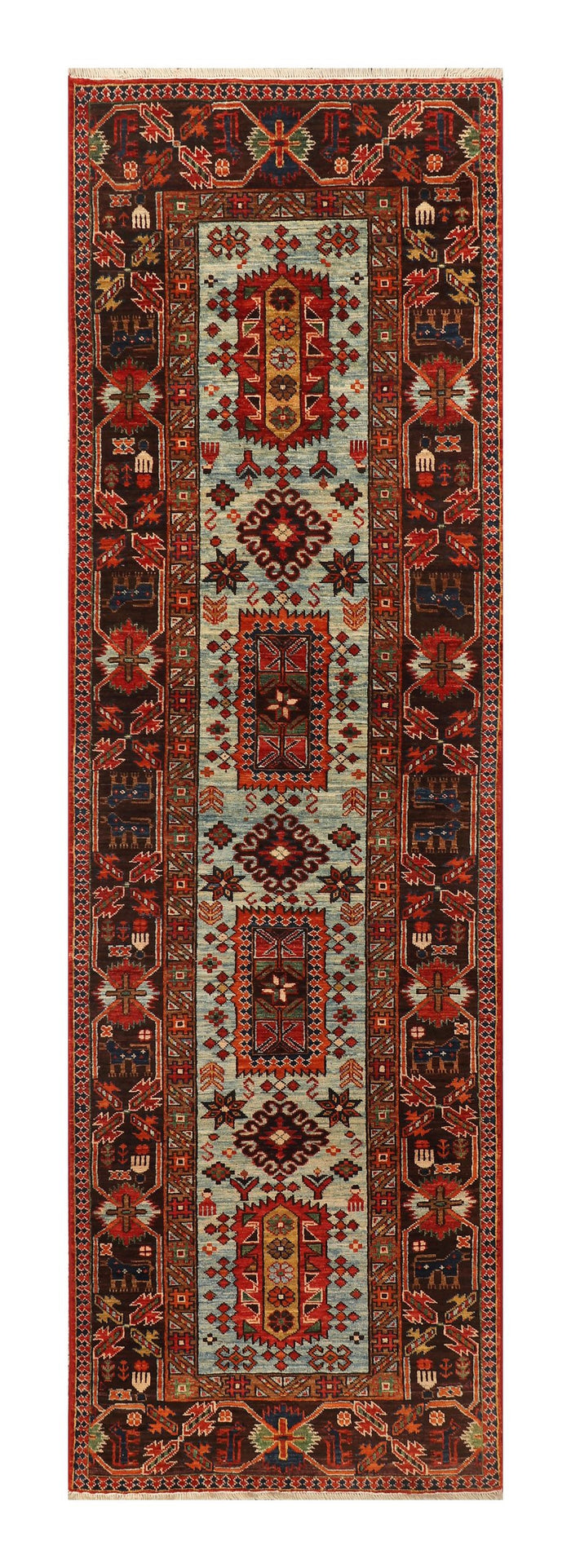 Afghan Turkaman weave, 19th-century Heriz design 294x89cm | Rug# 26932