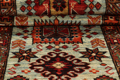Afghan Turkaman weave, 19th-century Heriz design 294x89cm | Rug# 26932