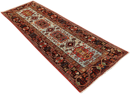 Afghan Turkaman weave, 19th-century Heriz design 294x89cm | Rug# 26932