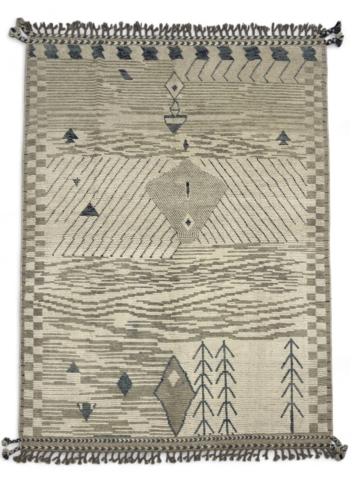 Modern Moroccan Style Rug with mid-c Scandinavian Design 270x196cm | Rug# 26934