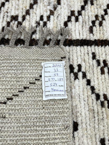 Modern Moroccan Style Rug with mid-c Scandinavian Design 277x189cm | Rug# 26947
