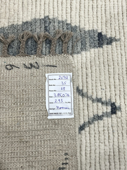 Modern Moroccan Style Rug with mid-c Scandinavian Design 385x76cm | Rug# 26956