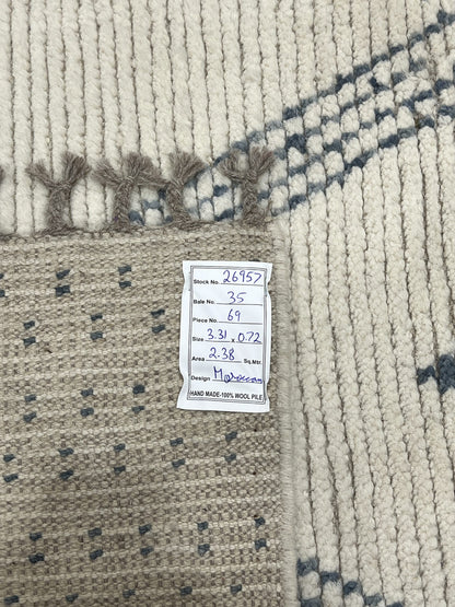 Modern Moroccan Style Rug with mid-c Scandinavian Design 331x72cm | Rug# 26957