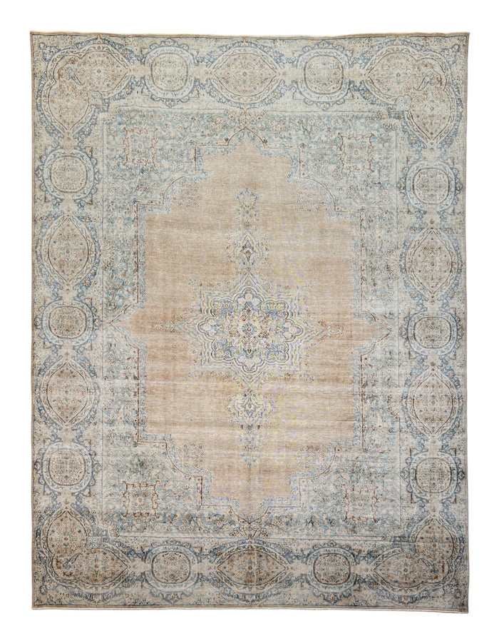 Vintage and Distressed Persian Tabriz rug 398x300cm | Rug# 27135
