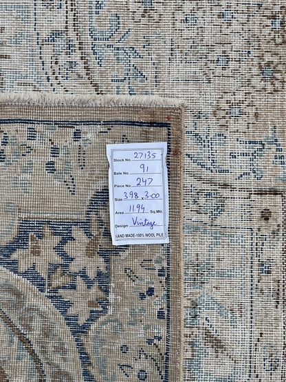 Vintage and Distressed Persian Tabriz rug 398x300cm | Rug# 27135