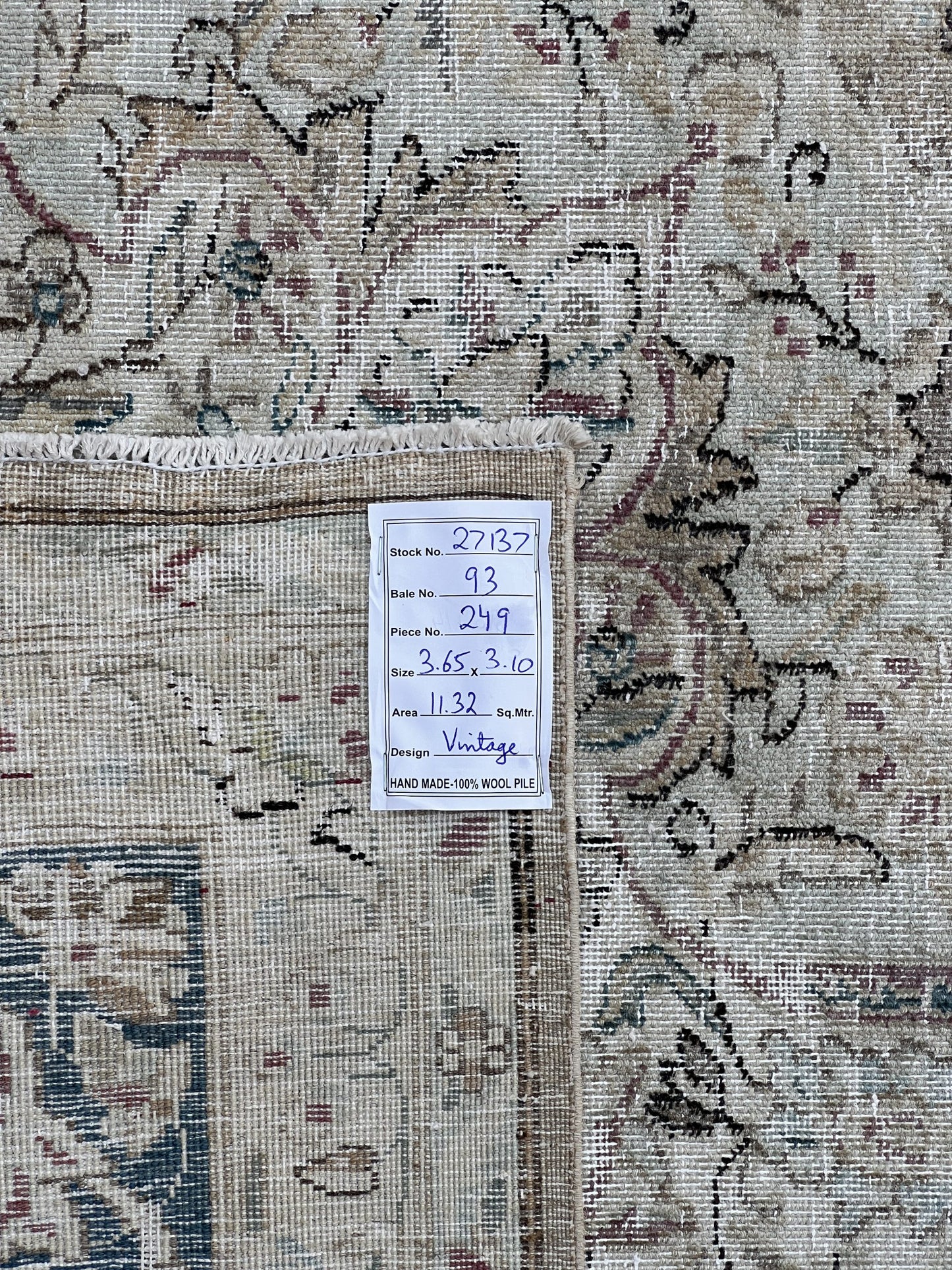 Vintage and Distressed Persian Tabriz rug 365x310cm | Rug# 27137