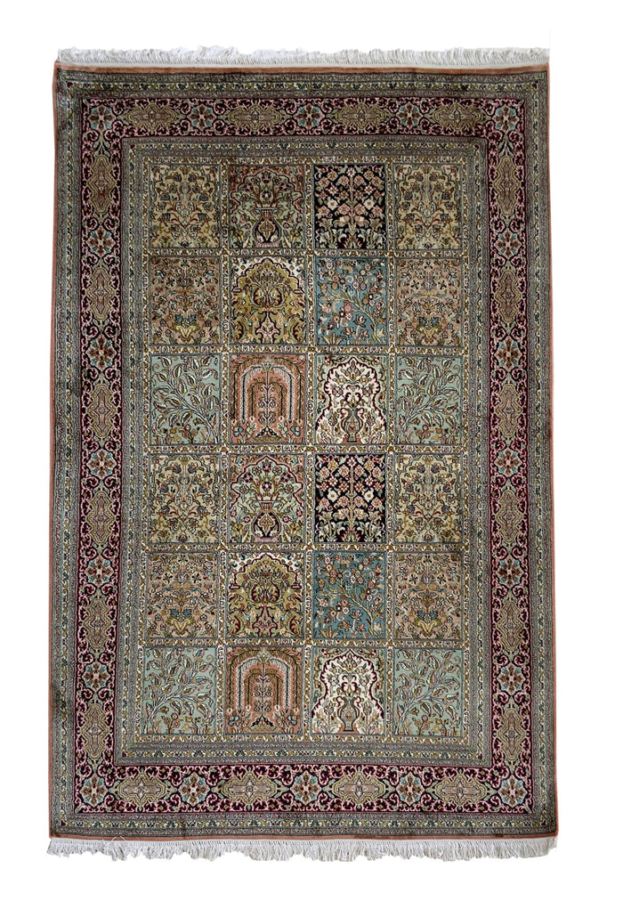 Kashmir pure Silk pile Rug 190x123cm | Rug# 31216