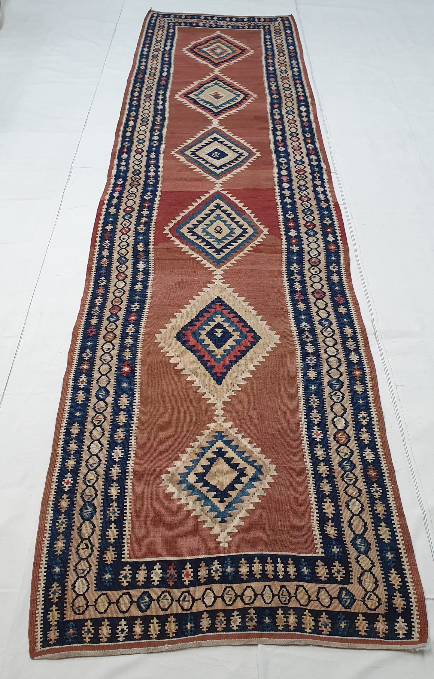 Antique Kurdi Kilim, circa 1910, Persia,  426x110cm | Rug# 3327
