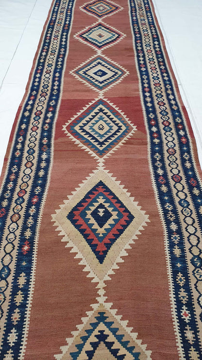 Antique Kurdi Kilim, circa 1910, Persia,  426x110cm | Rug# 3327