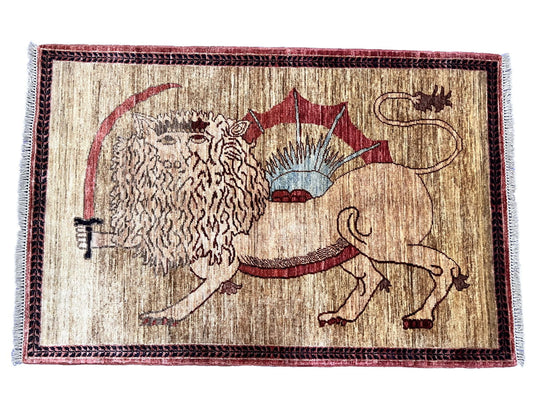 Afghan Turkaman weave, Lion Rug 149x99cm | Rug#26542