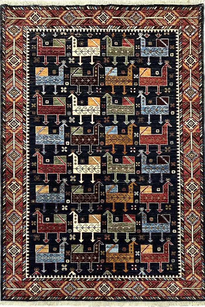 Afghan Turkaman weave, Peacock design 199x149cm | Rug#26545