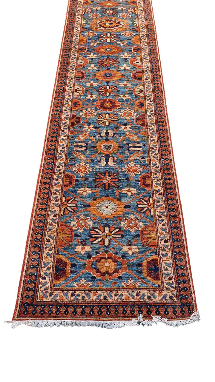 Afghan Turkaman hallway runner, 19th-century Caucasian inspired, 588x89cm | Rug# 26724