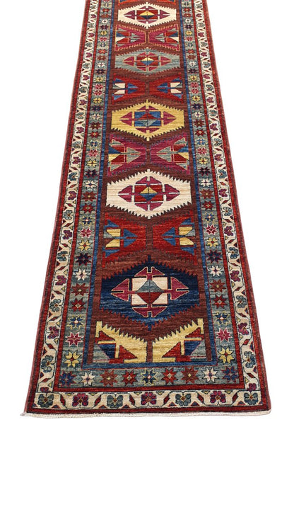 Aghan Turkaman weave, 19th century Caucasian Inspired 366x87cm | Rug# 26728