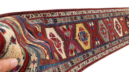 Aghan Turkaman weave, 19th century Caucasian Inspired 366x87cm | Rug# 26728