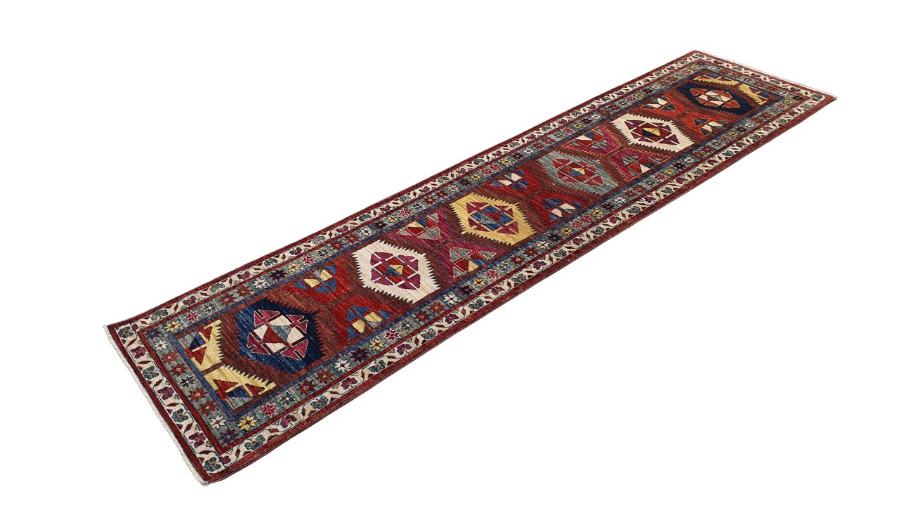 Aghan Turkaman weave, 19th century Caucasian Inspired 366x87cm | Rug# 26728