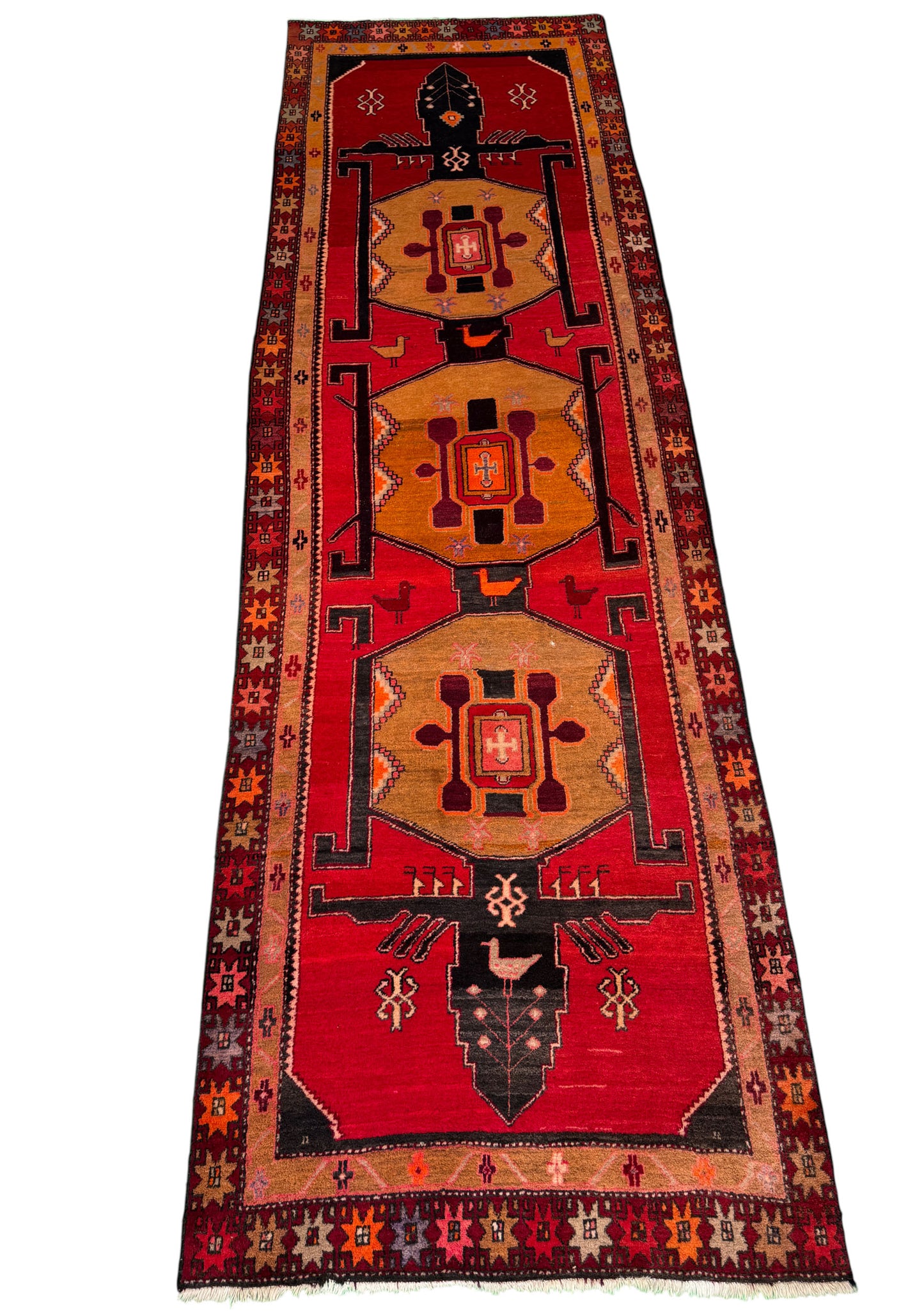 Vintage Meshkin Tribal Runner, Persia 390x122cm | Rug# 1001FA