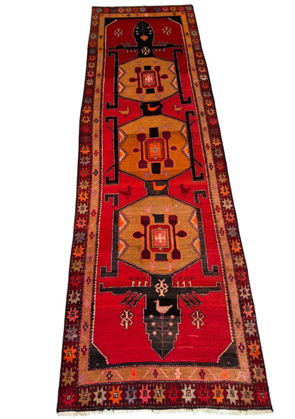 Vintage Meshkin Tribal Runner, Persia 390x122cm | Rug# 1001FA