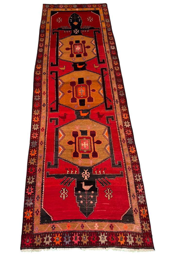 Vintage Meshkin Tribal Runner, Persia 390x122cm | Rug# 1001FA