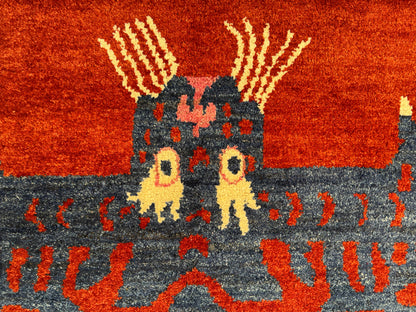 Afghan Re-Weave Antique Tibetan Dragon Rug 173×126 cm | Rug# 1001TDE