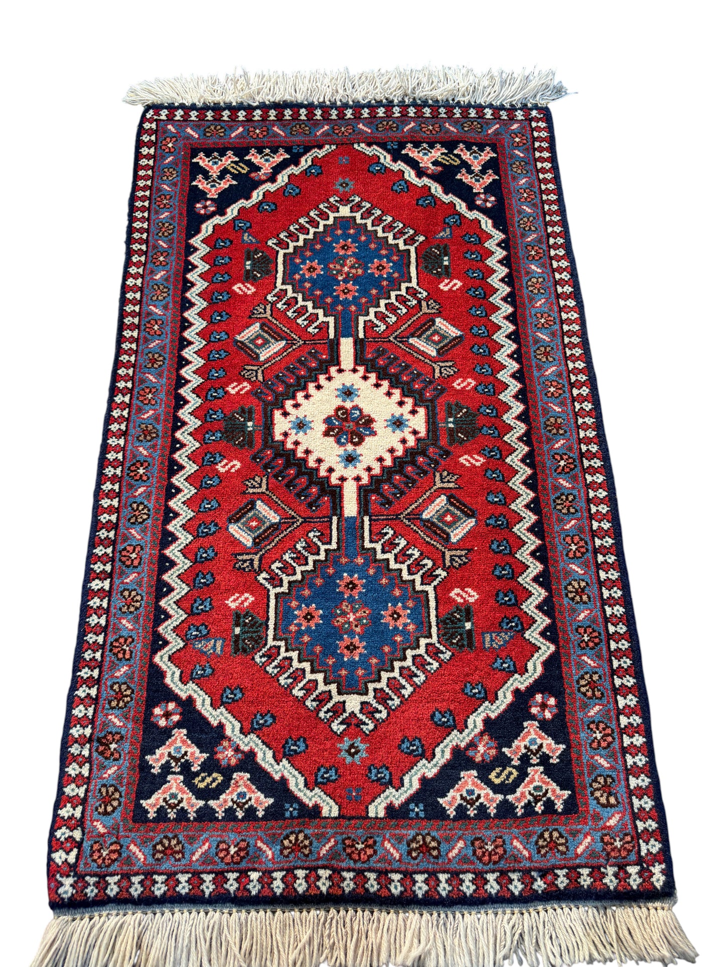 Vintage Yalameh poshtie, circa 1970, Persia,  97x58cm | Rug# 10084
