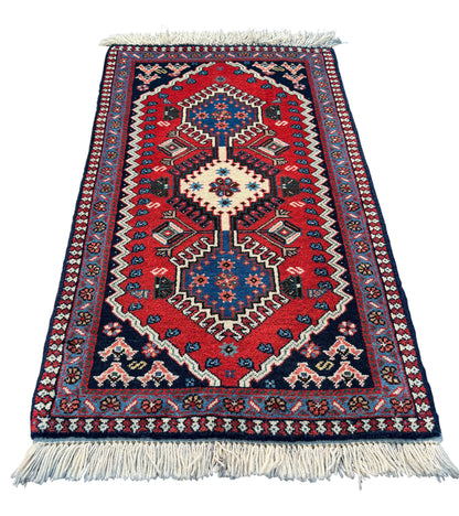 Vintage Yalameh poshtie, circa 1970, Persia,  97x58cm | Rug# 10084