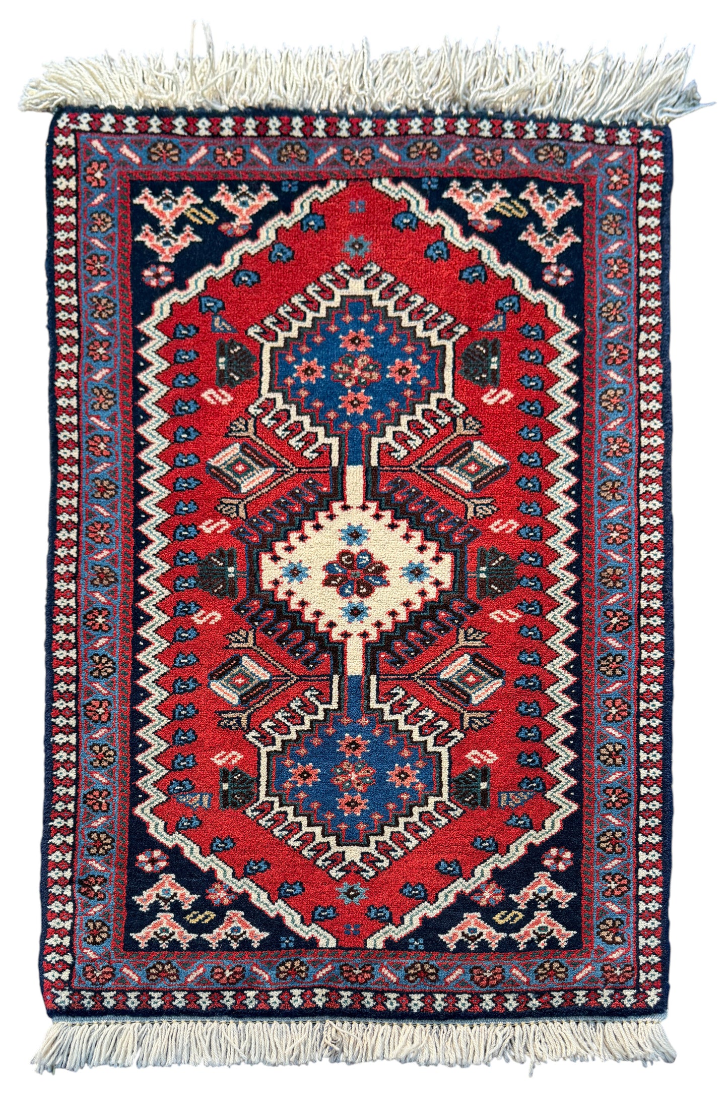 Vintage Yalameh poshtie, circa 1970, Persia,  97x58cm | Rug# 10084