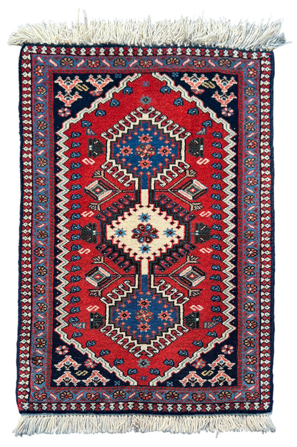 Vintage Yalameh poshtie, circa 1970, Persia,  97x58cm | Rug# 10084