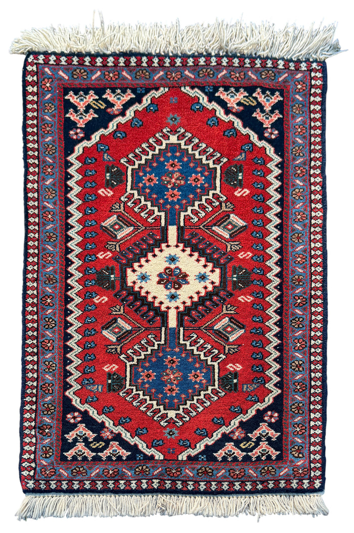 Vintage Yalameh poshtie, circa 1970, Persia,  97x58cm | Rug# 10084