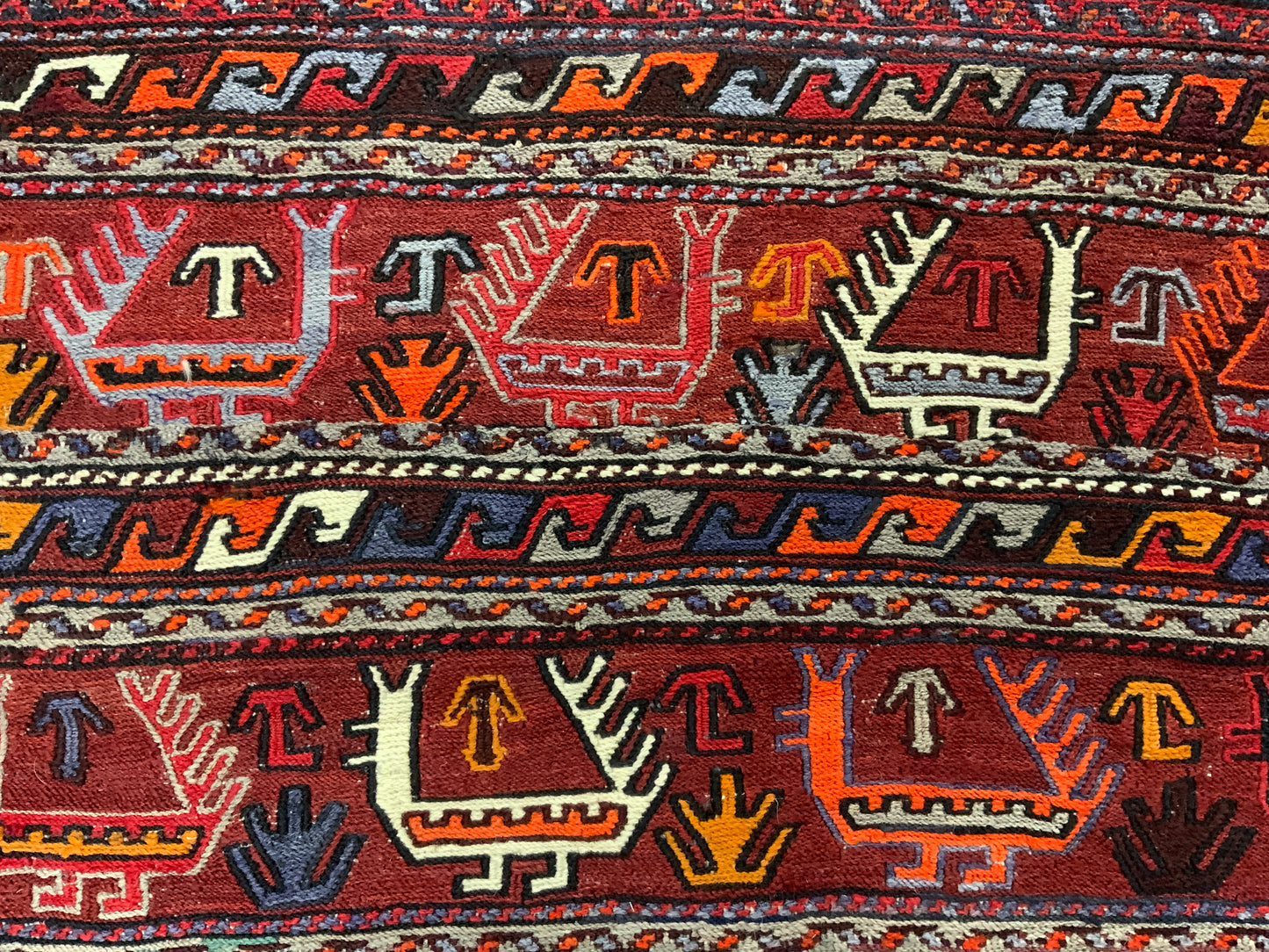 Vintage Azari-Saumak, circa 1940, Mafresh face, fine wool 191x117 cm | Rug# 10483
