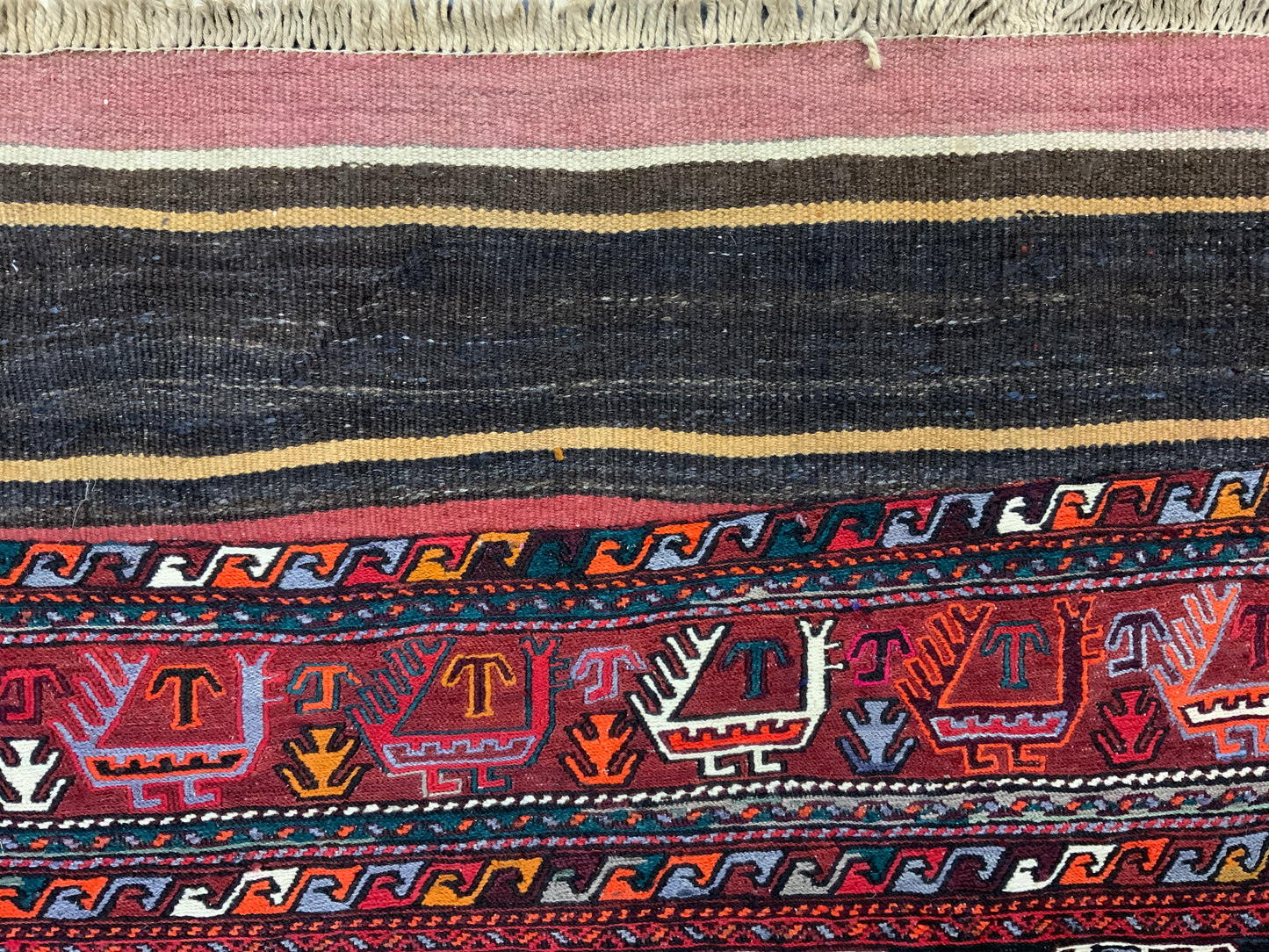 Vintage Azari-Saumak, circa 1940, Mafresh face, fine wool 191x117 cm | Rug# 10483