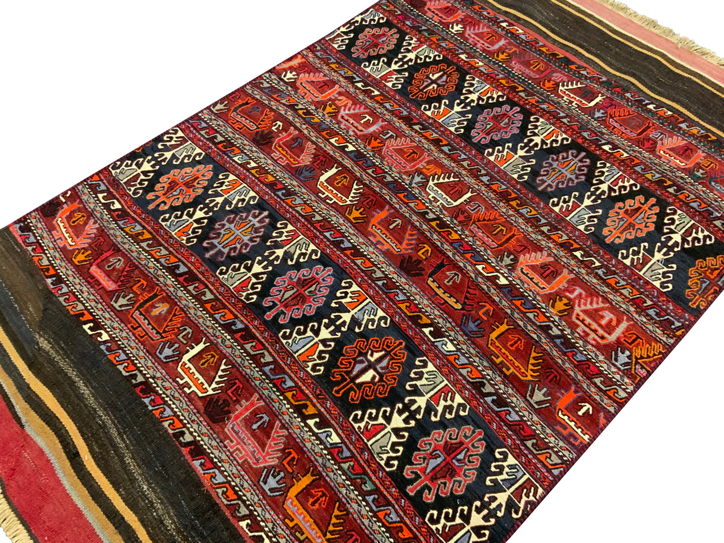 Vintage Azari-Saumak, circa 1940, Mafresh face, fine wool 191x117 cm | Rug# 10483