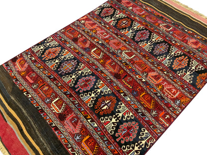 Vintage Azari-Saumak, circa 1940, Mafresh face, fine wool 191x117 cm | Rug# 10483
