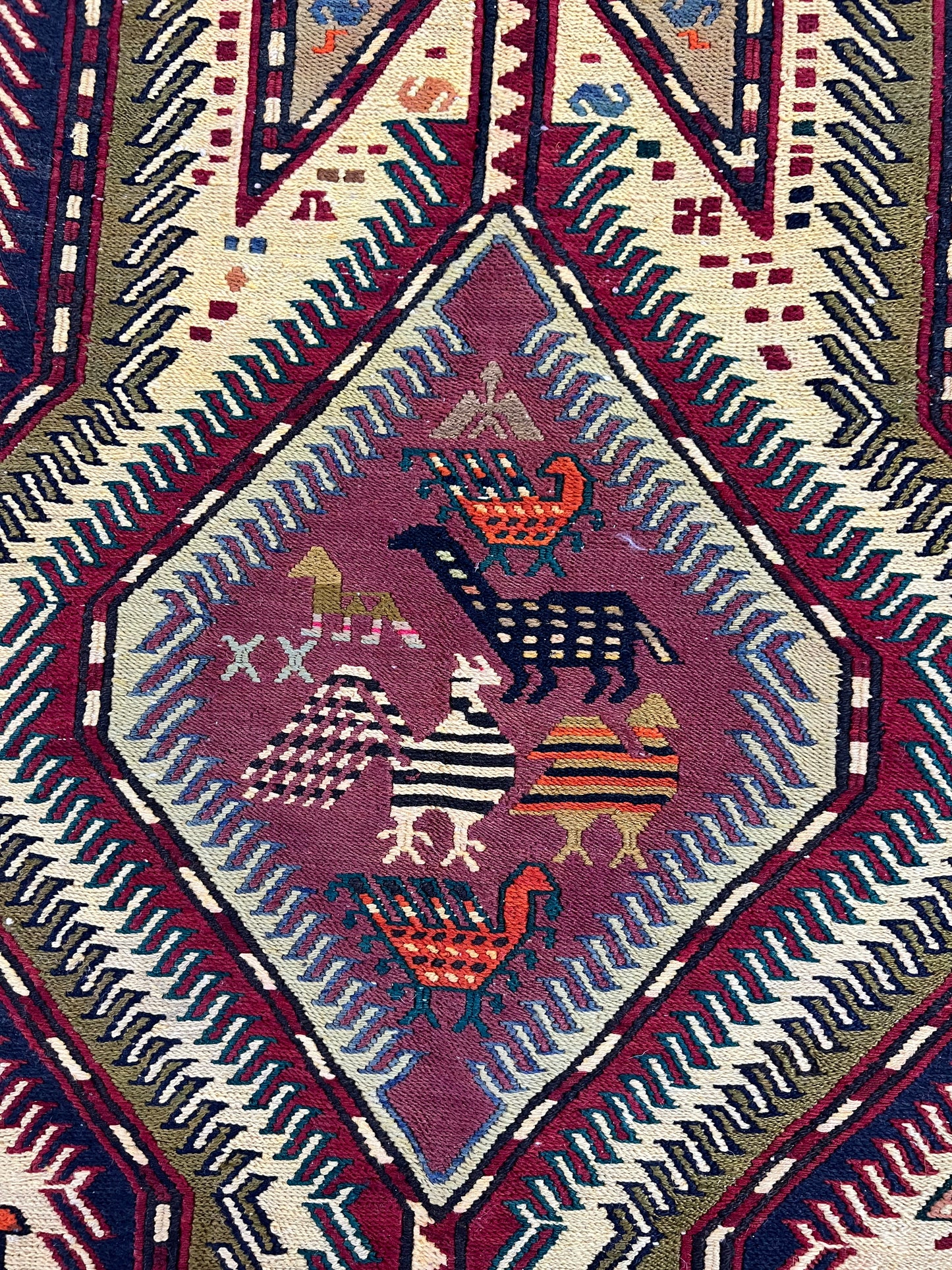 Quchan Sumac weave Day-bed runner  circa 1970, rare 190x94 cm | Rug# 10486