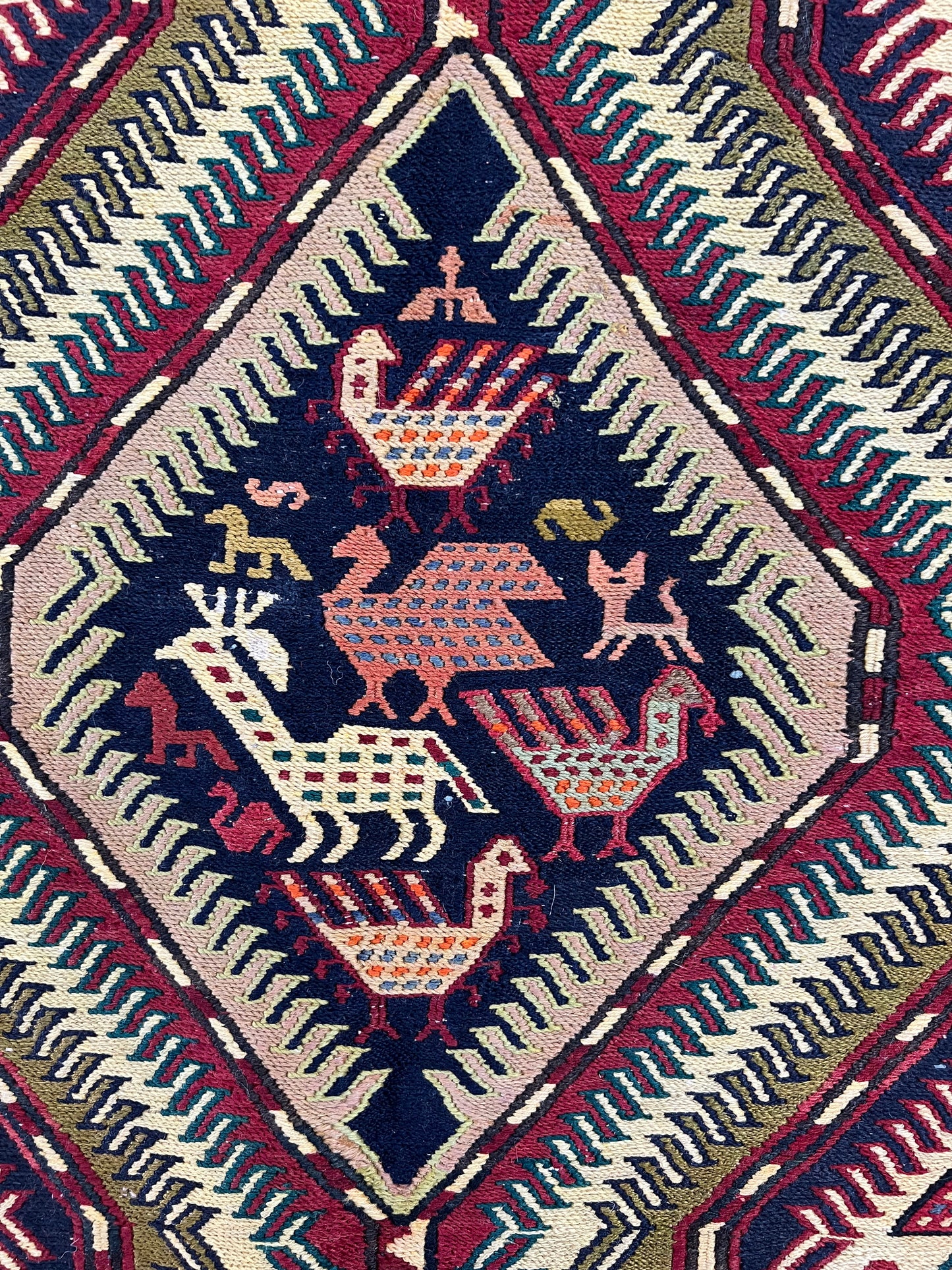 Quchan Sumac weave Day-bed runner  circa 1970, rare 190x94 cm | Rug# 10486