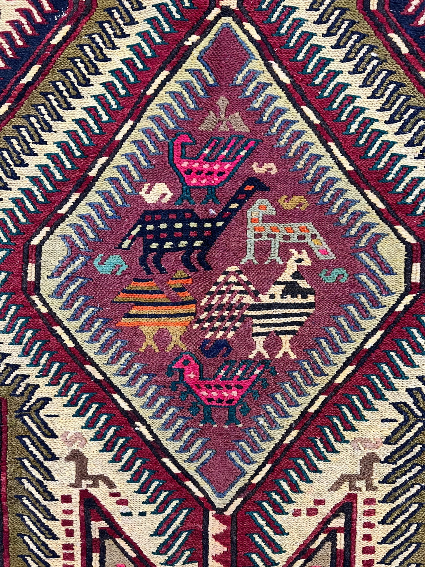 Quchan Sumac weave Day-bed runner  circa 1970, rare 190x94 cm | Rug# 10486