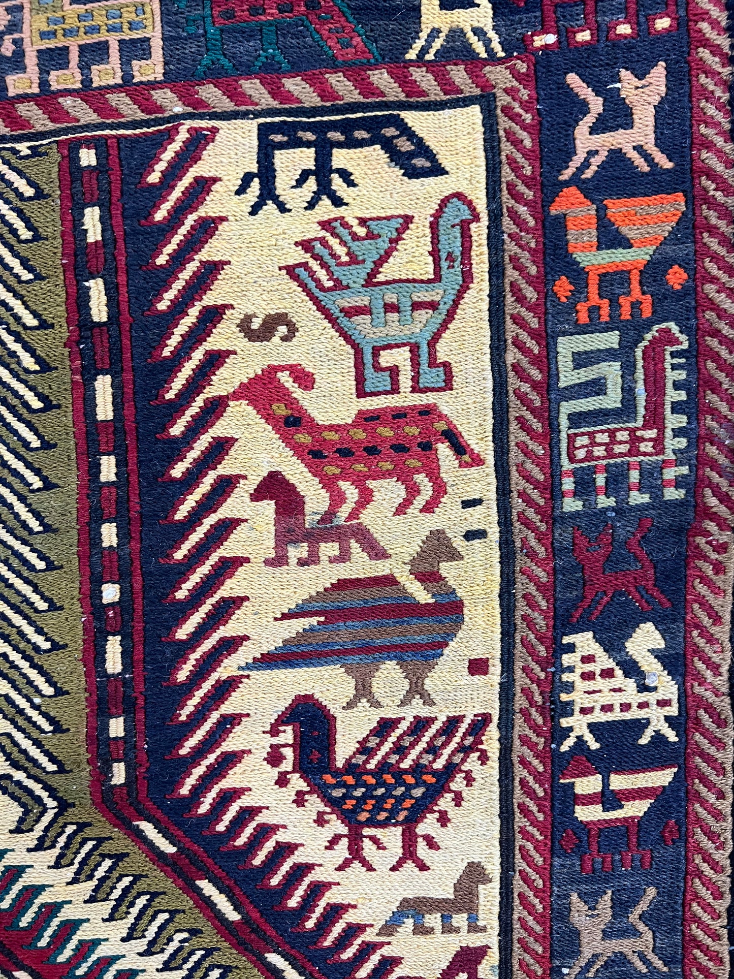 Quchan Sumac weave Day-bed runner  circa 1970, rare 190x94 cm | Rug# 10486