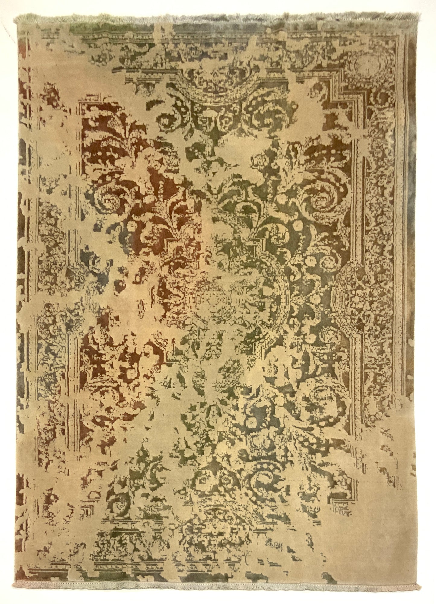 Hand-woven fine wool and bamboo silk pile  Transitional rug 280x178cm  | Rug# 10651