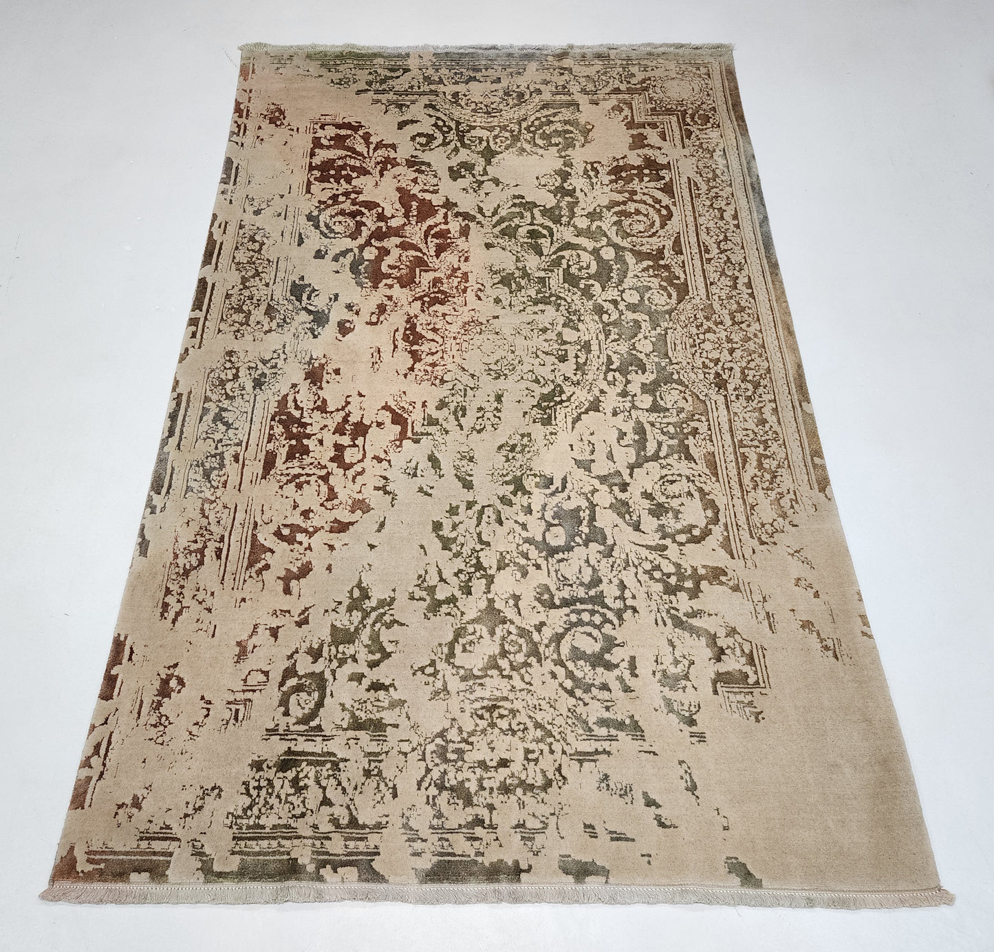 Hand-woven fine wool and bamboo silk pile  Transitional rug 280x178cm  | Rug# 10651