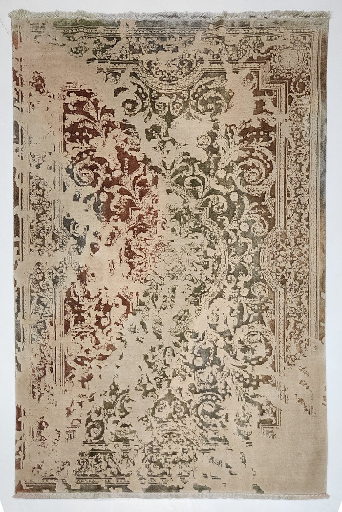 Hand-woven fine wool and bamboo silk pile  Transitional rug 280x178cm  | Rug# 10651
