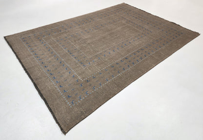 Hand-woven wool and bamboo silk pile Transitional tribal, 301x206cm | Rug# 10654