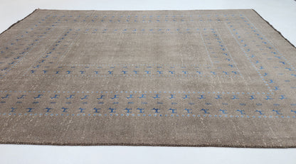 Hand-woven wool and bamboo silk pile Transitional tribal, 301x206cm | Rug# 10654