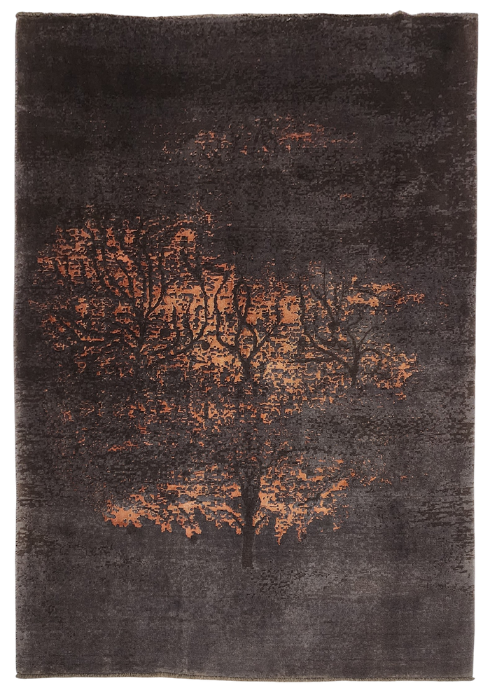 Jaccard-Loom Wool & Bamboo Silk Pictorial Rug 245x168 cm | Rug# 10672