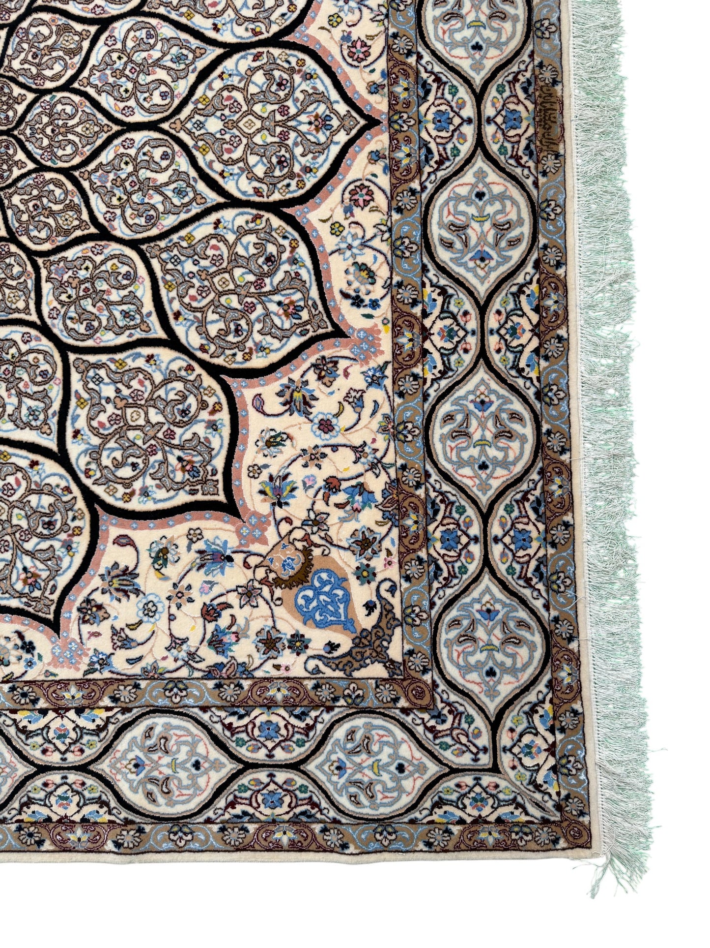 Persian Nain 6LA, silk inlay, Mandela Dome design,  Persia 212X210cm | Rug# 11010