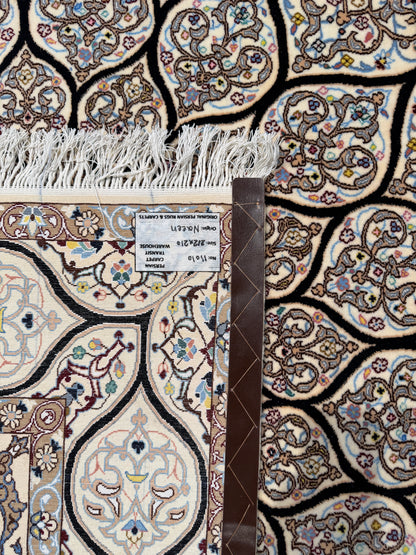 Persian Nain 6LA, silk inlay, Mandela Dome design,  Persia 212X210cm | Rug# 11010