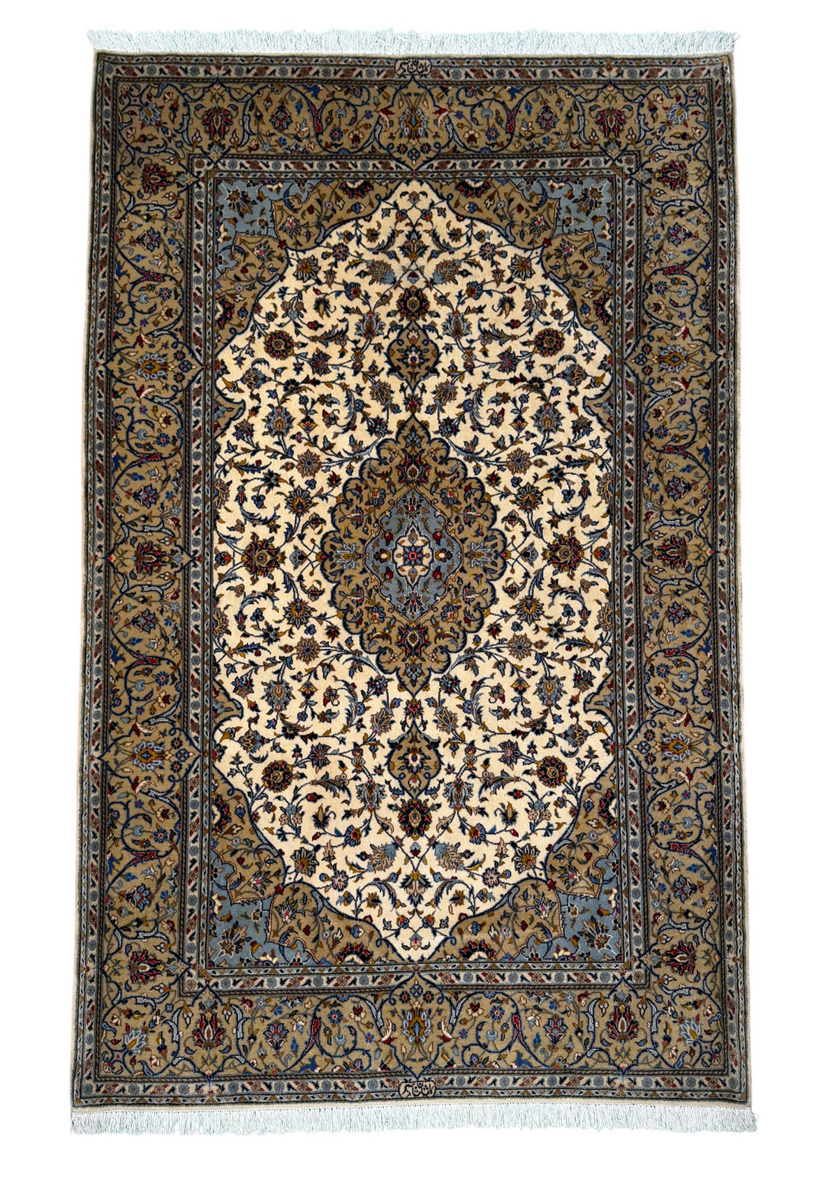 Superfine signed Persian Kashan (one of a pair) 223x143cm | Rug# 11017