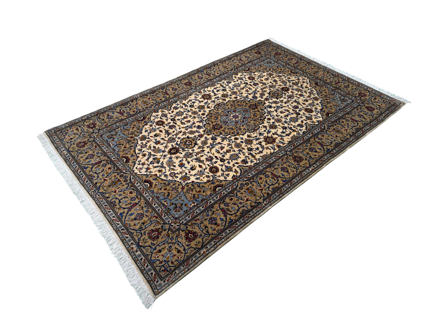 Superfine signed Persian Kashan (one of a pair) 223x143cm | Rug# 11017