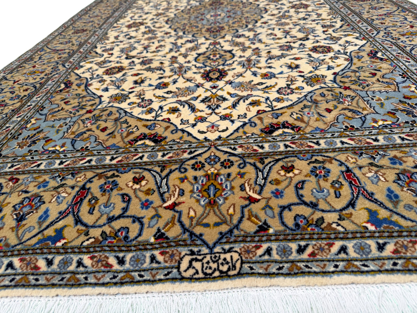 Superfine signed Persian Kashan (one of a pair) 223x143cm | Rug# 11017